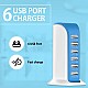 BRIX 30W Multi 6 Port USB Charger 6A Rapid Charging Station Desktop Travel Hub - Black 