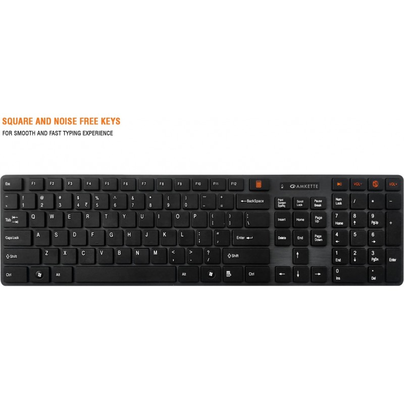 Amkette Optimus Wireless Keyboard and Optical Mouse Sensor (Black)