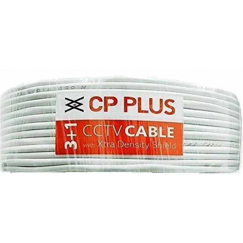 CP PLUS 3+1 Coaxial Pure Copper CCTV Camera Cable (90 Meter) White -