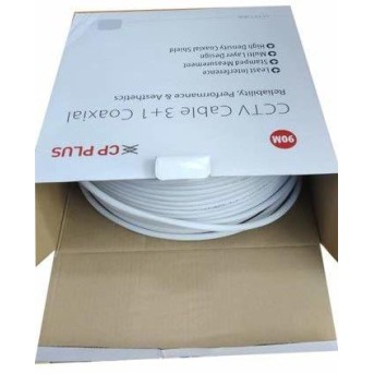 CP PLUS 3+1 Coaxial Pure Copper CCTV Camera Cable (90 Meter) White - CP PLUS 3+1 Coaxial Pure Copper CCTV Camera Cable (90 Meter) White -