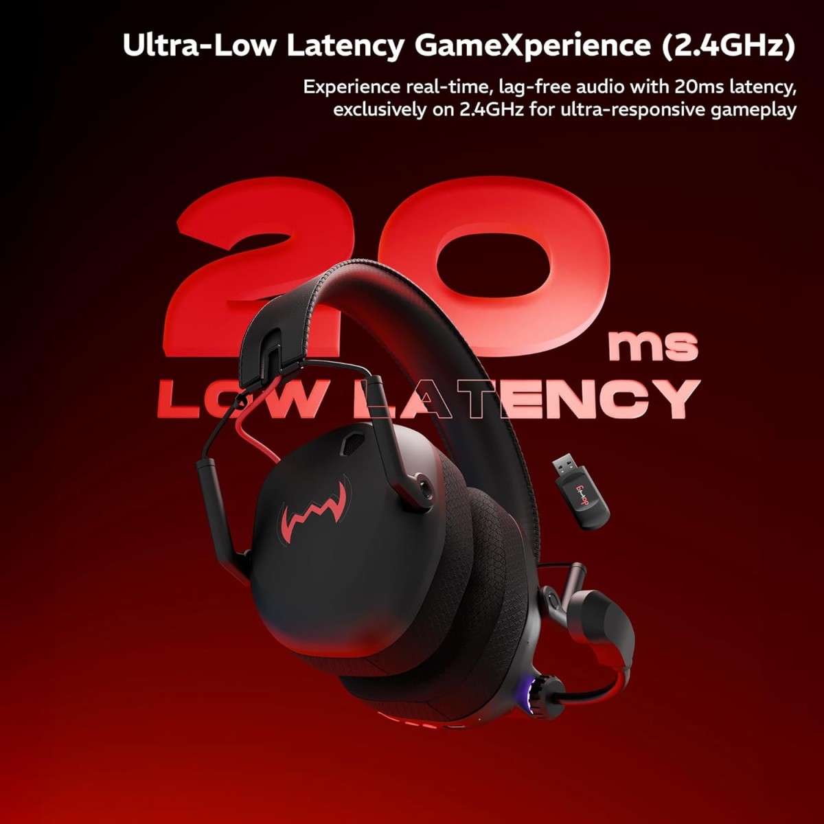daWg HeadBug G60 Lightweight Wireless Gaming Headphones, 20ms Ultra Low Latency (2.4GHz), Bluetooth v5.4, 40mm Neodymium Drivers, Crystal Clear Mic, Soft Leatherlite Headband, for PS5, PS4, PC, Mobile daWg HeadBug G60 Lightweight Wireless Gaming Headphones, 20ms Ultra Low Latency (2.4GHz), Bluetooth v5.4, 40mm Neodymium Drivers, Crystal Clear Mic, Soft Leatherlite Headband, for PS5, PS4, PC, Mobile