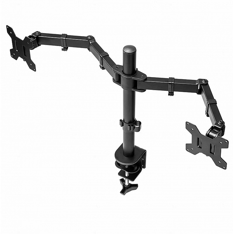 Dual Monitor Stand - Height-Adjustable Arm Mount, Steel