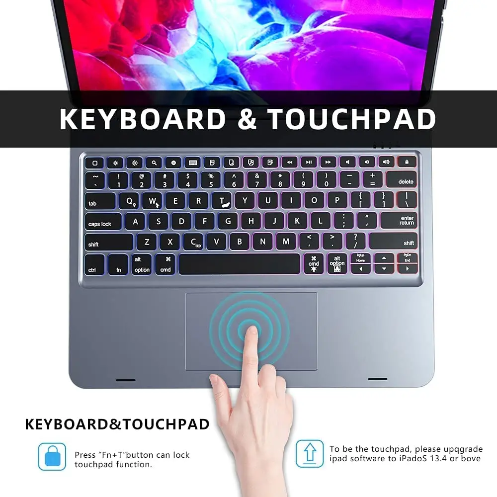 doqo iPad Pro Smart Keyboard Case with Trackpad with Backlit Keyboard,Advanced 5.1 Bluetooth, Protective case Detachable