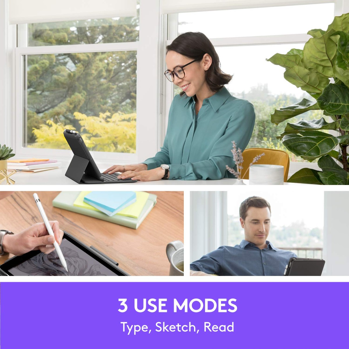 Logitech Slim Folio Integrated Keyboard Case with Bluetooth for iPad 7th Gen