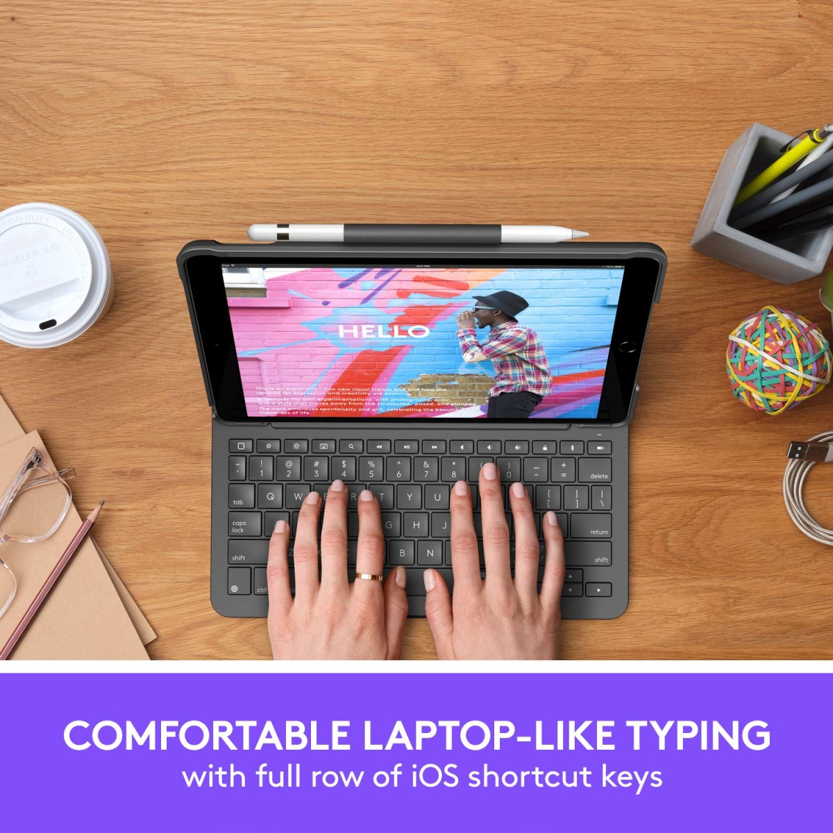 Logitech Slim Folio Integrated Keyboard Case with Bluetooth for iPad 7th Gen