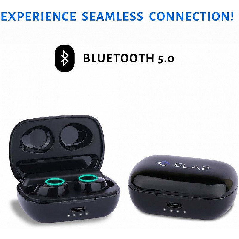 ELAP TouchPods Touch Control Bluetooth Earbuds (TWS) with Bluetooth Earphones 5.0 HD Sound & Sleek Design Upto 16 hrs Battery Life  Earbuds