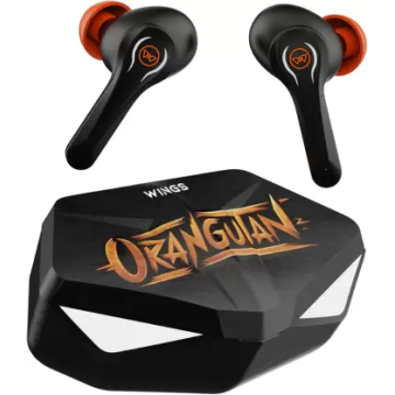WINGS Phantom Orangutan Bluetooth Headset Black Orange, True Wireless WINGS Phantom Orangutan Bluetooth Headset Black Orange, True Wireless