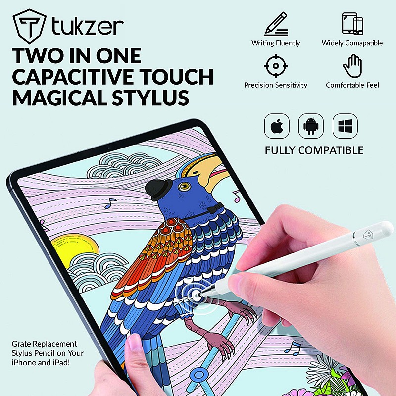 Tukzer Capacitive Stylus Pen for Touch Screens Devices, Fine Point, Lightweight Metal Body 