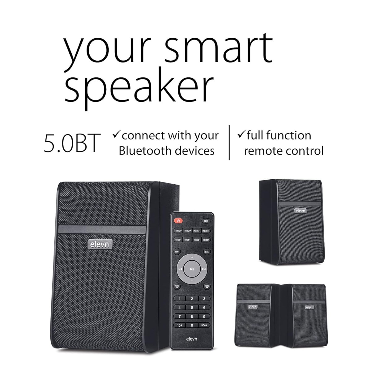 elevn Aura 120W 4.1 Channel Wireless, USB, Auxiliary, Bluetooth Subwoofer - Black elevn Aura 120W 4.1 Channel Wireless, USB, Auxiliary, Bluetooth Subwoofer - Black