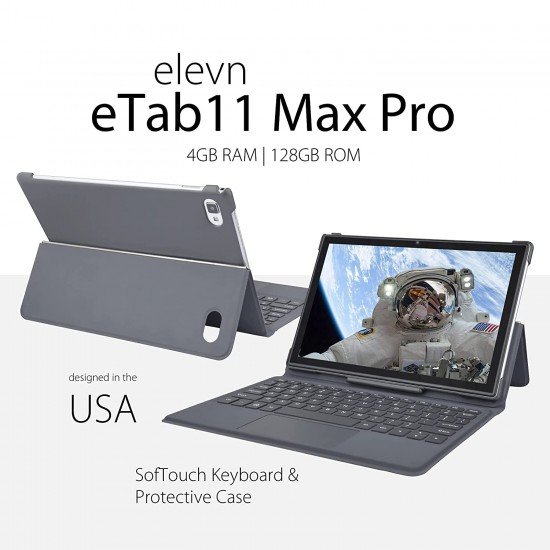 elevn eTab11 Max Pro Tablet with Keyboard 128GB, Wi-Fi + 4G LTE + Voice Calling, Dual Sim, 7000 mAh Battery), Aluminium Grey