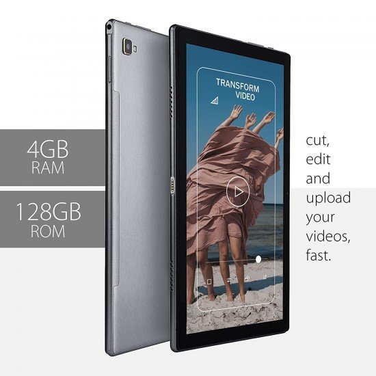 elevn eTab11 Max Tablet (10.1-inch, 4GB | 128GB, Wi-Fi + 4G LTE + Voice Calling, Dual Sim, 7000 mAh Battery), Aluminium Grey