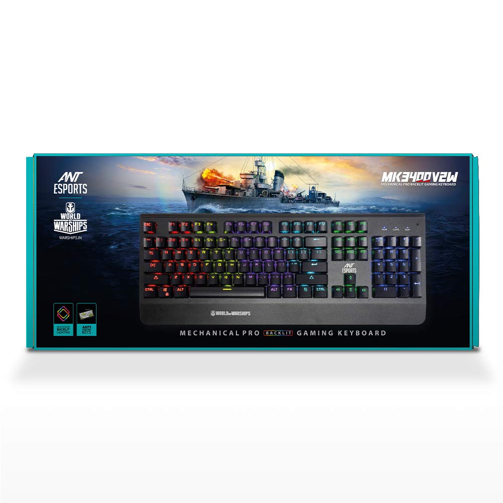 Ant Esports MK3400W V2 Mechanical Pro World of Warship Edition Wired RGB Gaming Keyboard with Blue Switches
