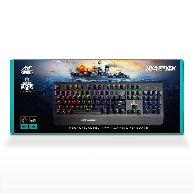 Ant Esports MK3400W V2 Mechanical Pro World of Warship Edition Wired RGB Gaming Keyboard with Blue Switches