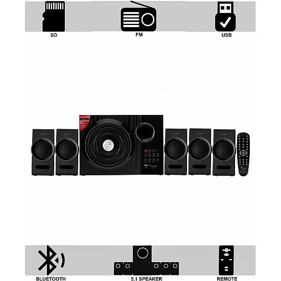 F&D F3000X 80W 5.1 Bluetooth Multimedia Speaker - Black