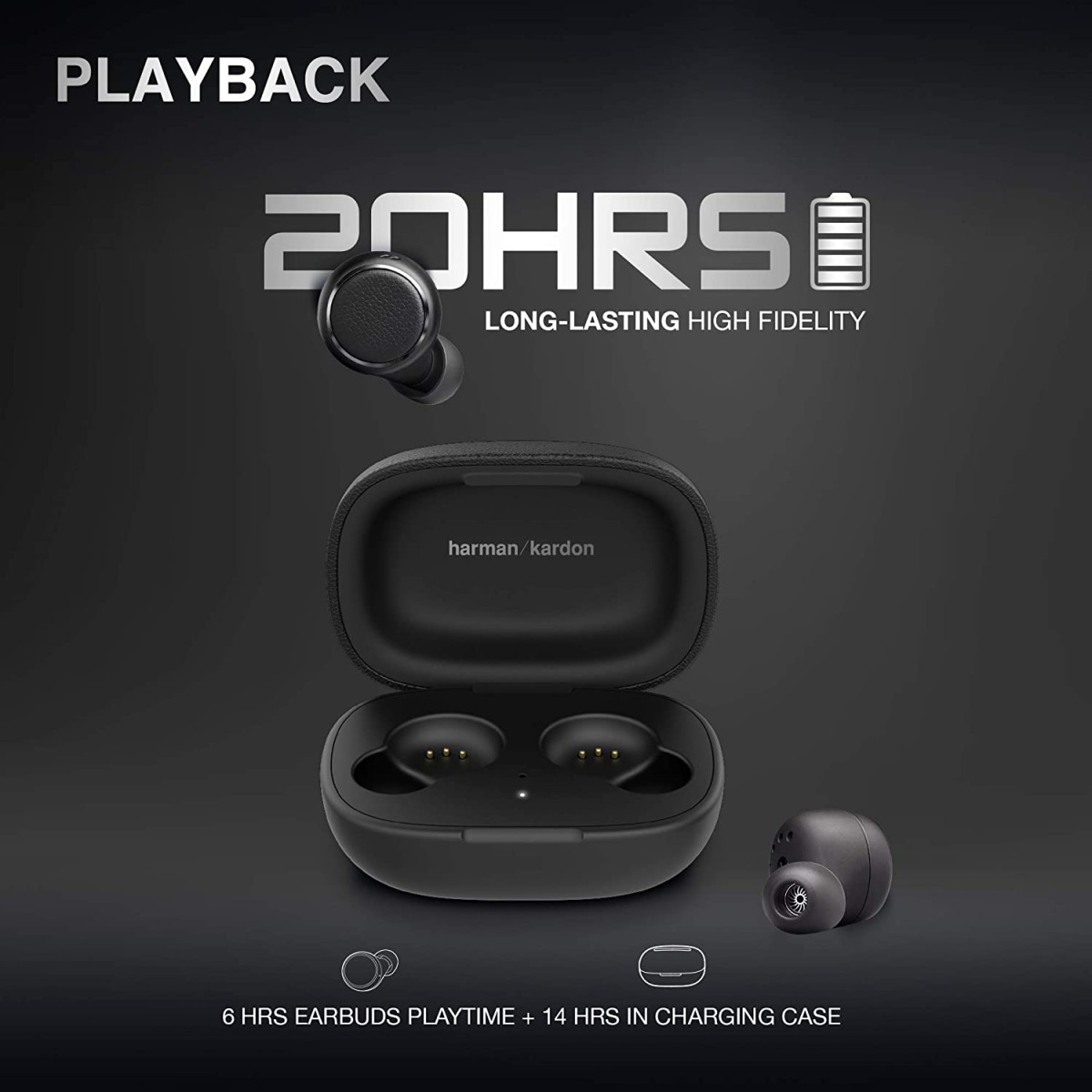 Harman Kardon Kardon Fly Truly Wireless Bluetooth in Ear Earphone with Mic Black