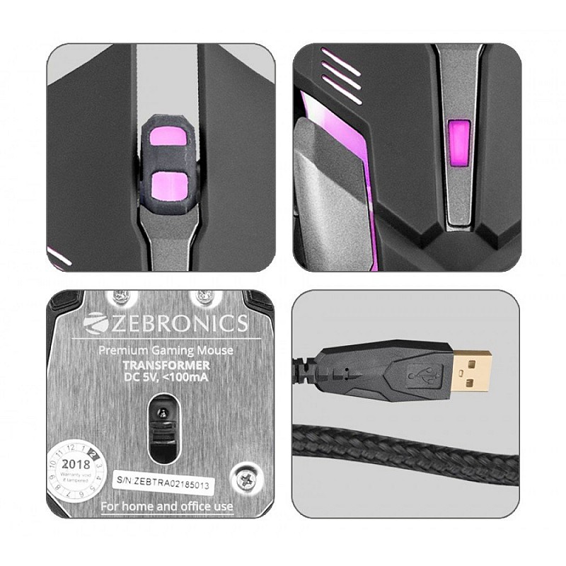 Zebronics Zeb-Transformer Gaming Keyboard and Mouse Combo USB-Braided-Cable