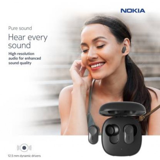 Nokia T3110 Hybrid Active Noise Cancellation Bluetooth Headset Charcoal Black True Wireless