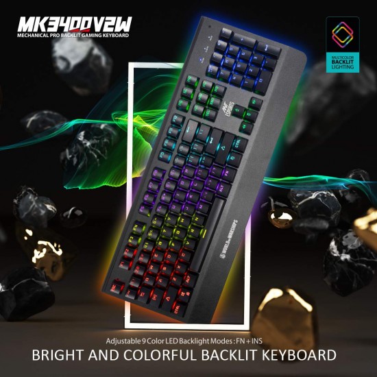 Ant Esports MK3400W V2 Mechanical Pro World of Warship Edition Wired RGB Gaming Keyboard with Blue Switches