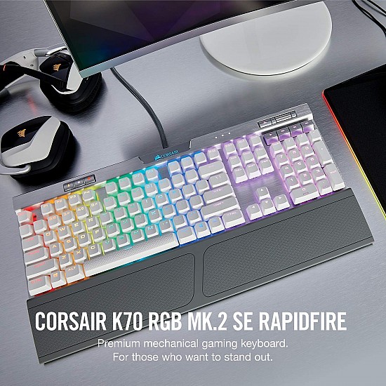 CORSAIR K70 RGB MK.2 SE Mechanical RAPIDFIRE Gaming Keyboard -Cherry MX Speed -White