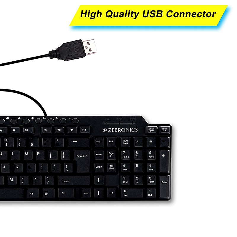 Zebronics ZEB-KM2100 Multimedia USB Keyboard Comes with 114 Keys Including 12 Dedicated Multimedia Keys