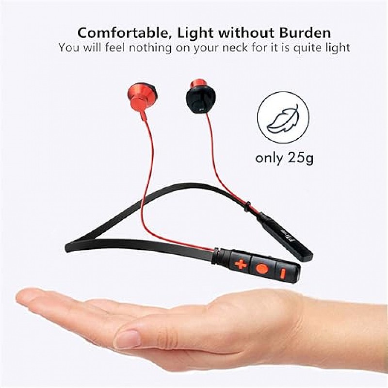 PTron Tangent Pro NeckBand Bluetooth Headset (Red Black In the Ear)