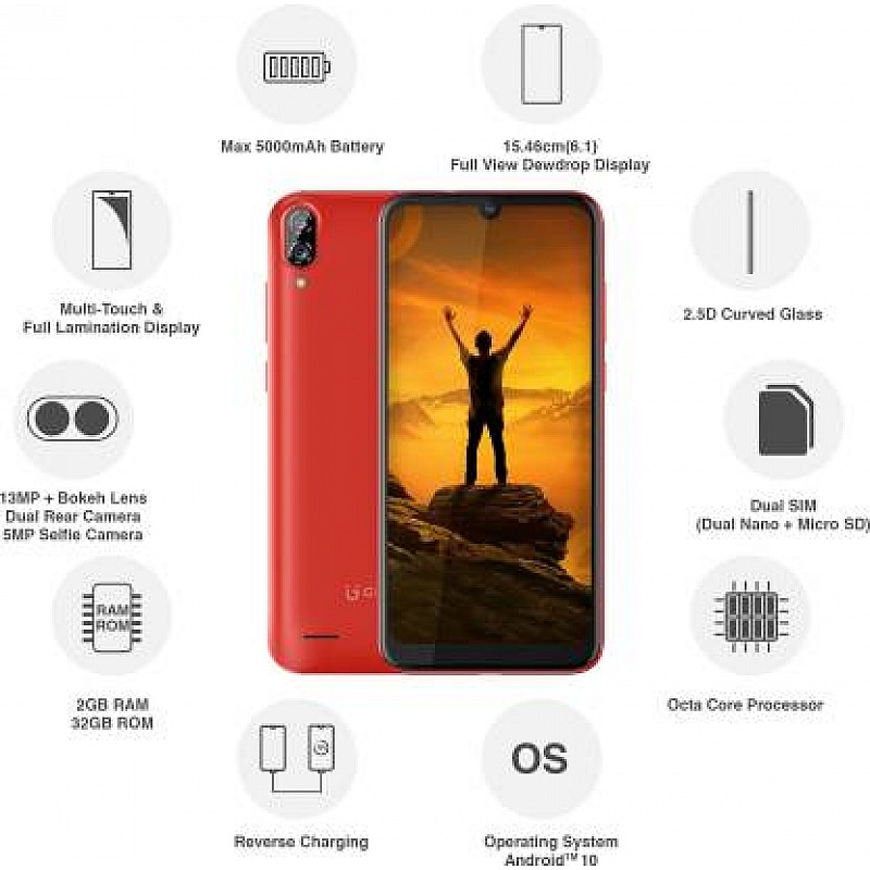 GIONEE Max (Red, 32 GB) (2 GB RAM) Refurbished 