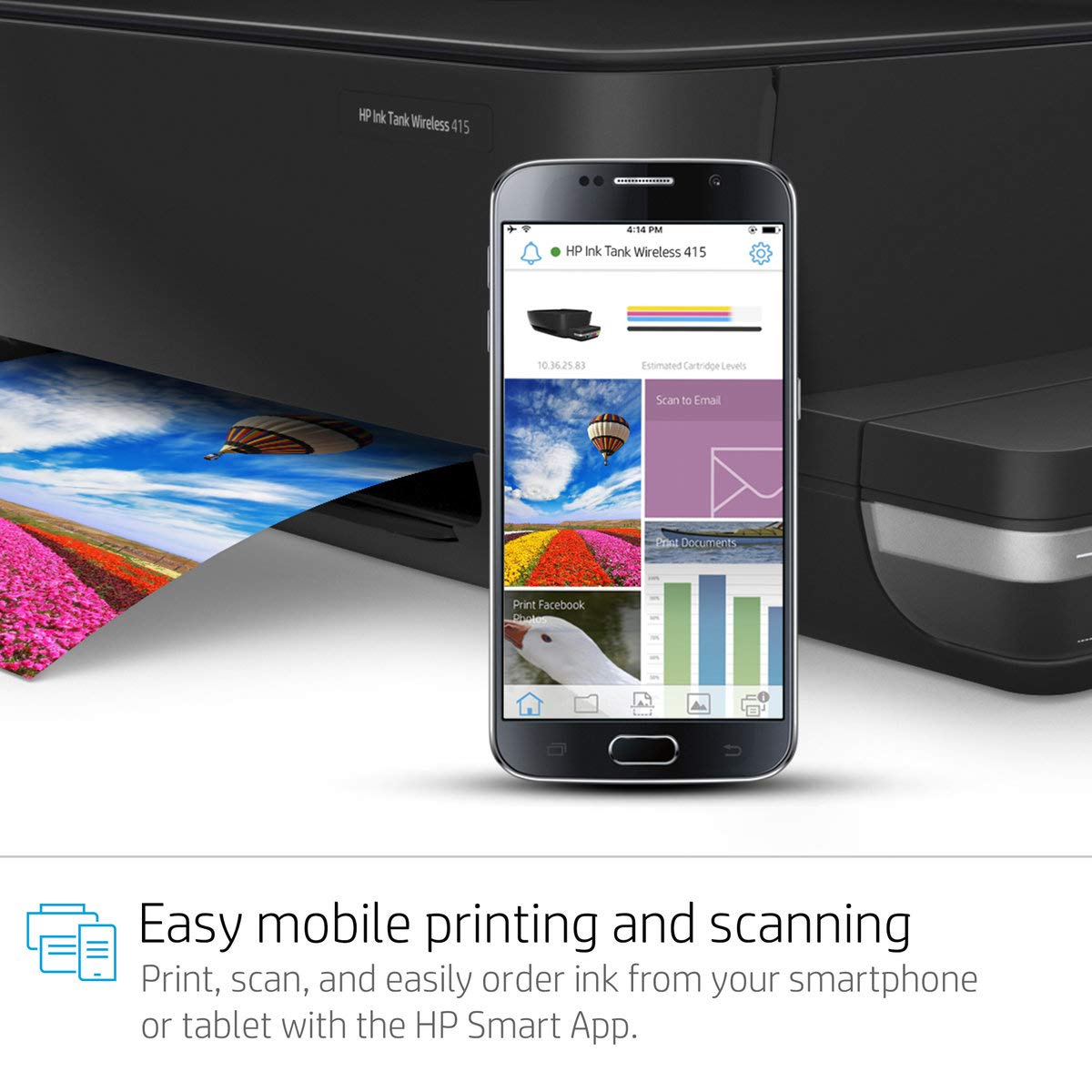 HP ink tank wireless 415 All in one Multi-function Wi-Fi Color Printer refurbished Z4B53A