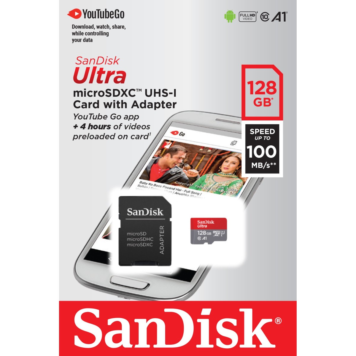 SanDisk Ultra 128 GB MicroSDXC Class 10 100 MB/s Memory Card (With Adapter) sdsquar-128g-gn6ma SanDisk Ultra 128 GB MicroSDXC Class 10 100 MB/s Memory Card (With Adapter) sdsquar-128g-gn6ma
