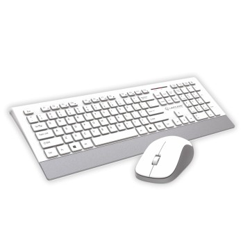 Lapcare Smartoo Wireless Membraned Keyboard and 1200 DPI Mouse Combo with Auto Sleep (White/Silver) IU-LSpk-005