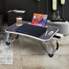 AmazonBasics Amazon Basics Engineered Wood Foldable Laptop Table with Cup Holder, Tablet Groove and Mini Drawer (Black) SD AB LAPTABLE BOOSTER BLACK