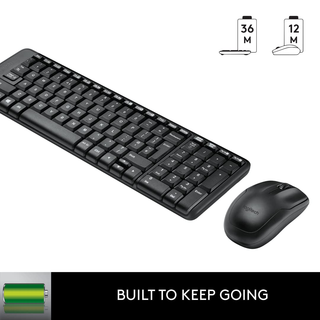 Logitech MK215 Wireless Keyboard and Mouse Combo for Windows, 2.4 GHz Wireless Black Logitech MK215 Wireless Keyboard and Mouse Combo for Windows, 2.4 GHz Wireless Black