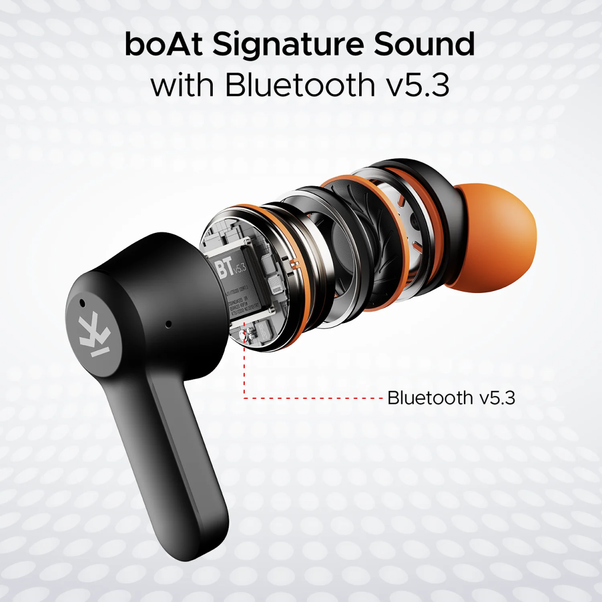 boAt Airdopes Crude x Wrogn Edition with 50 Hours Playback, ENx Tech & Beast Mode Bluetooth (Fiery Black, In the Ear)