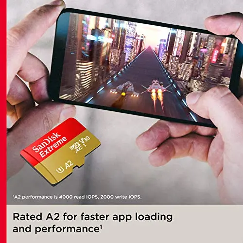 SanDisk Extreme uSD,160MB/s R, 90MB/s W,C10,UHS,U3,V30,A2, 128GB, for 4K Video on Smartphones, Action Cams & Drones SDSQXA1-128G-GN6MN