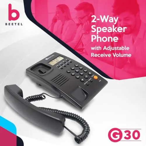 Beetel G30, TEC Certified, Caller ID Corded Landline Phonelcd (G30-Black)