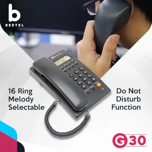Beetel G30, TEC Certified, Caller ID Corded Landline Phonelcd (G30-Black)