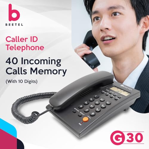 Beetel G30, TEC Certified, Caller ID Corded Landline Phonelcd (G30-Black)