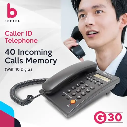 Beetel G30, TEC Certified, Caller ID Corded Landline Phonelcd (G30-Black)