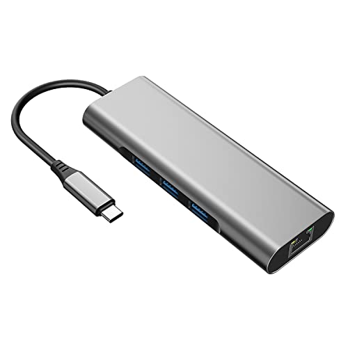 AmazonBasics Amazon Basics USB-C Hub Dock 9-in-1 Aluminium Type-C Adapter with 4K HDMI, Ethernet 1000mbps Windows USB-C Devices