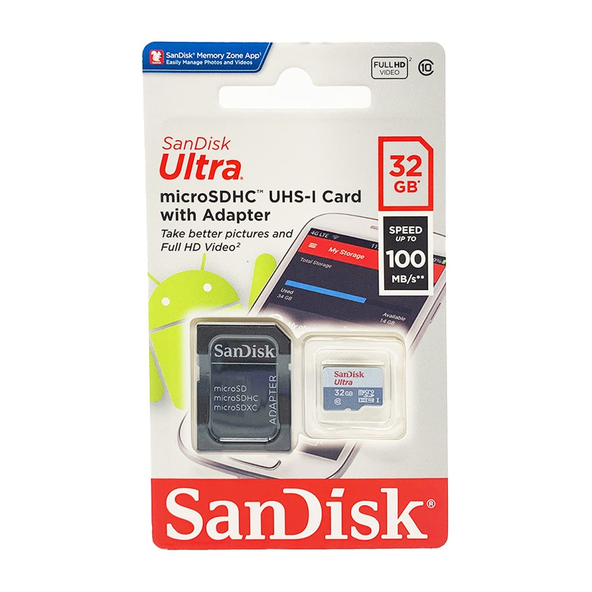SanDisk Ultra MicroSDHC 32GB UHS-I Class 10 Memory Card with Adapter (Upto 80mbps Speed) SDSQUNC-032G-GN6MA