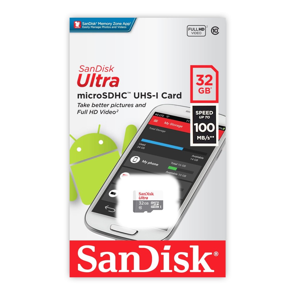 SanDisk Ultra MicroSDHC 32GB UHS-I Class 10 Memory Card with Adapter (Upto 80mbps Speed) SDSQUNC-032G-GN6MA