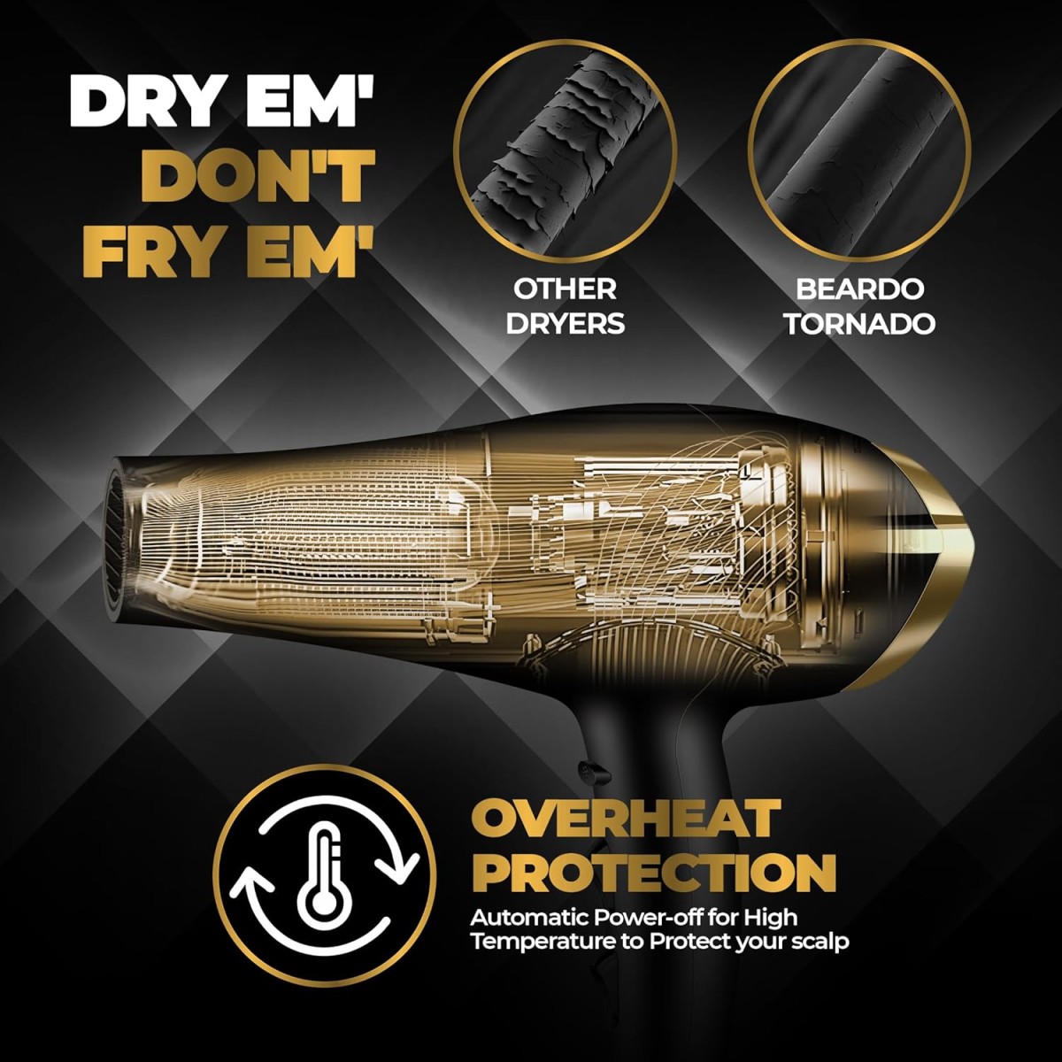 Beardo Studio Professional Tornado Hair Dryer with 2000 Watts Power | AC Motor, Concentrator, Diffuser, 2 Speeds, 3 Temperature Settings & Cool Shot Beardo Studio Professional Tornado Hair Dryer with 2000 Watts Power | AC Motor, Concentrator, Diffuser, 2 Speeds, 3 Temperature Settings & Cool Shot