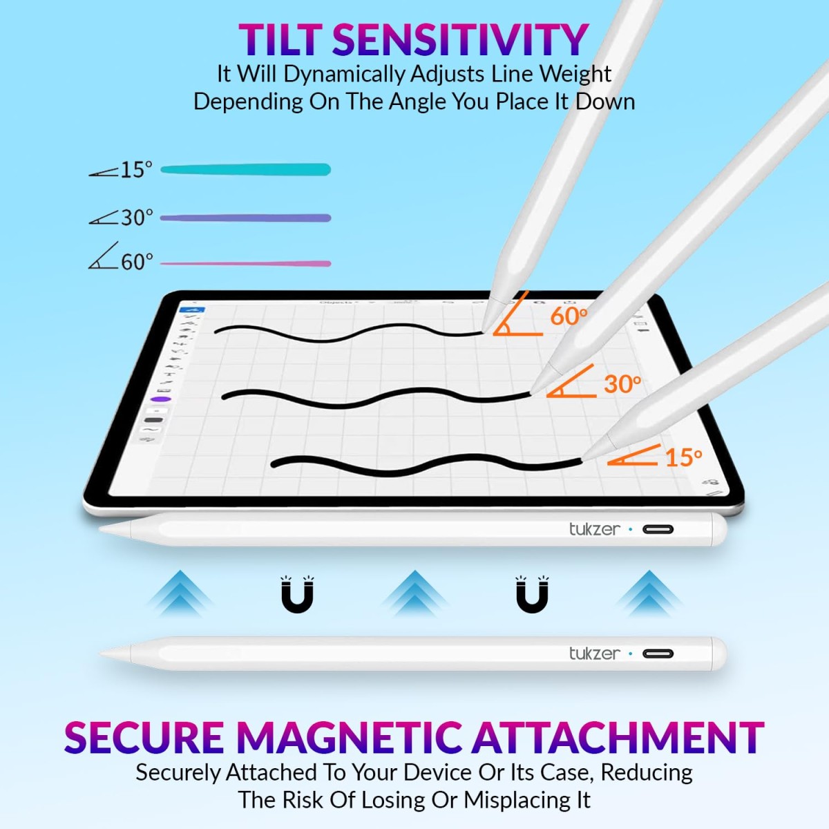 Tukzer Active 2nd Gen Stylus Pen iPad Pencil | Palm Rejection, Tilt Sensor, High Precision| for only iPad 2018 Onwards iPad(6/7/8/9/10) Air(3/4/5) Tukzer Active 2nd Gen Stylus Pen iPad Pencil | Palm Rejection, Tilt Sensor, High Precision| for only iPad 2018 Onwards iPad(6/7/8/9/10) Air(3/4/5)