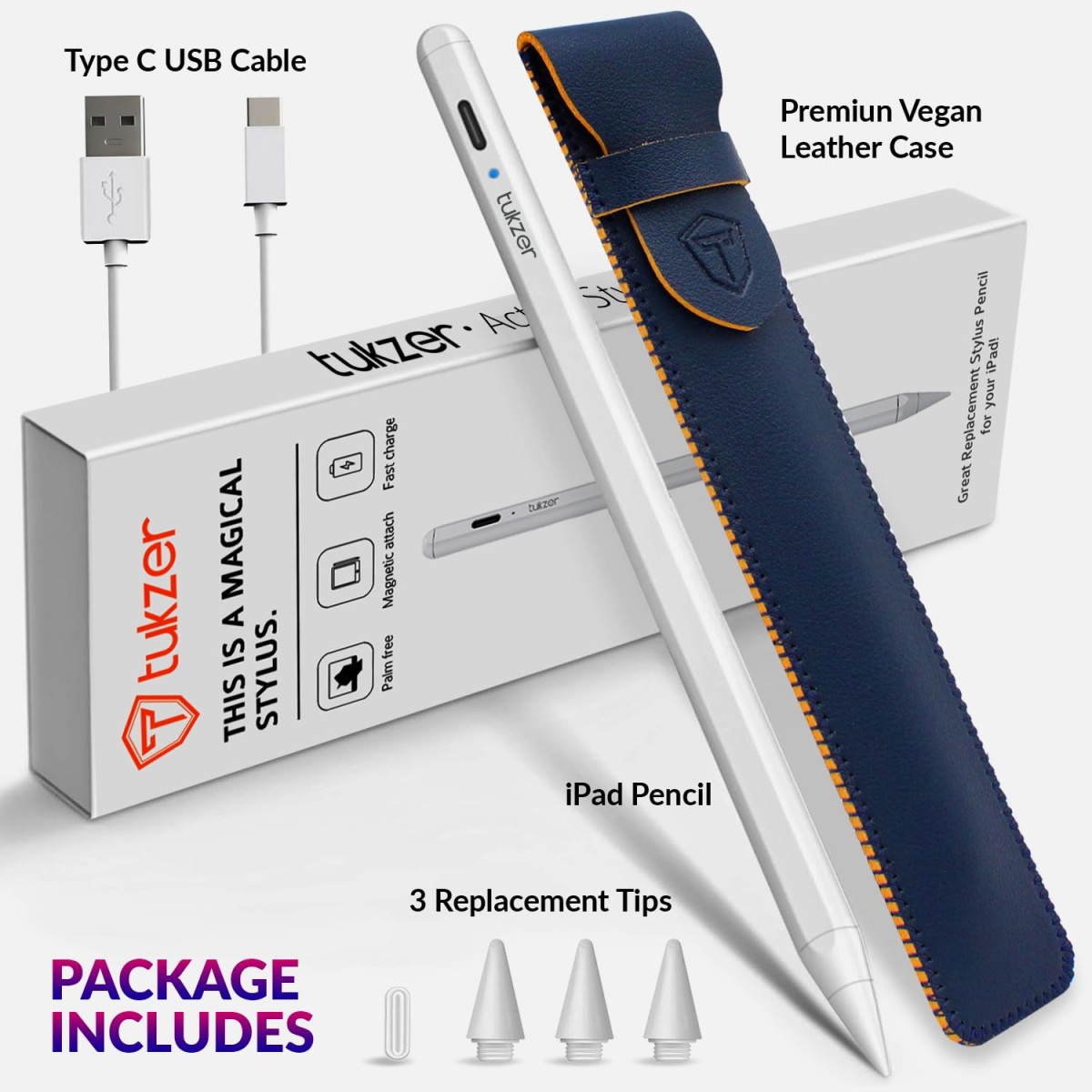 Tukzer Active 2nd Gen Stylus Pen iPad Pencil | Palm Rejection, Tilt Sensor, High Precision| for only iPad 2018 Onwards iPad(6/7/8/9/10) Air(3/4/5) Tukzer Active 2nd Gen Stylus Pen iPad Pencil | Palm Rejection, Tilt Sensor, High Precision| for only iPad 2018 Onwards iPad(6/7/8/9/10) Air(3/4/5)