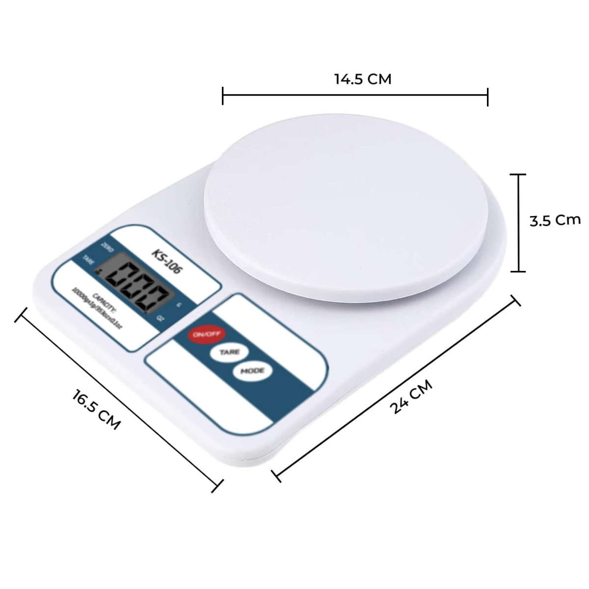 beatXP Kitchen Scale Multipurpose Portable Electronic Digital Weighing Scale | Weight Machine With Back Light LCD Display | White | 10 Kg