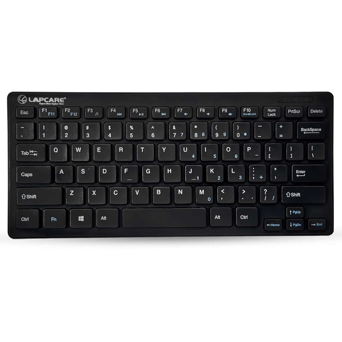 LAPCARE D-Lite Plus Wireless Keyboard with 2.4 Ghz & 10 M Bt Range &78 Keys, 8 Million Key Life, Minimalist Black