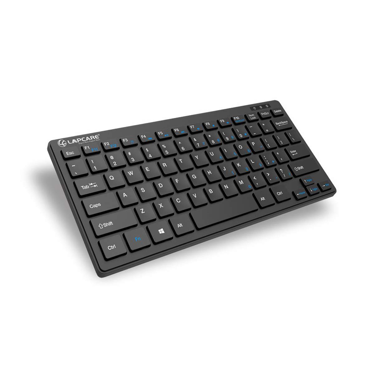 LAPCARE D-Lite Plus Wireless Keyboard with 2.4 Ghz & 10 M Bt Range &78 Keys, 8 Million Key Life, Minimalist Black