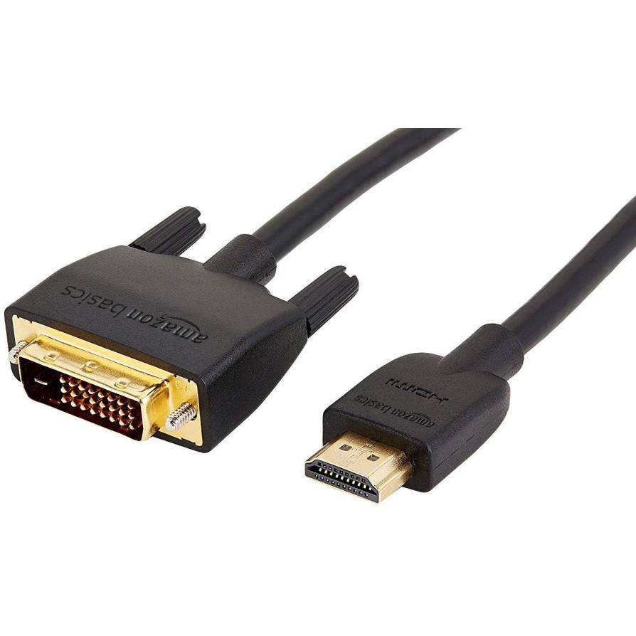 AmazonBasics HL-007347 HDMI Input to DVI Output (Not VGA) Adapter Cable, 6 Feet, Black