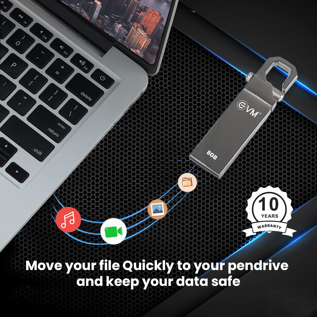 EVM EnStore 32GB Metal USB 2.0 Flash Drive - High Read Speeds up to 15MB/s & Write Speeds up to 8MB/s - Durable Metal Casing - Ideal for Data Transfer
