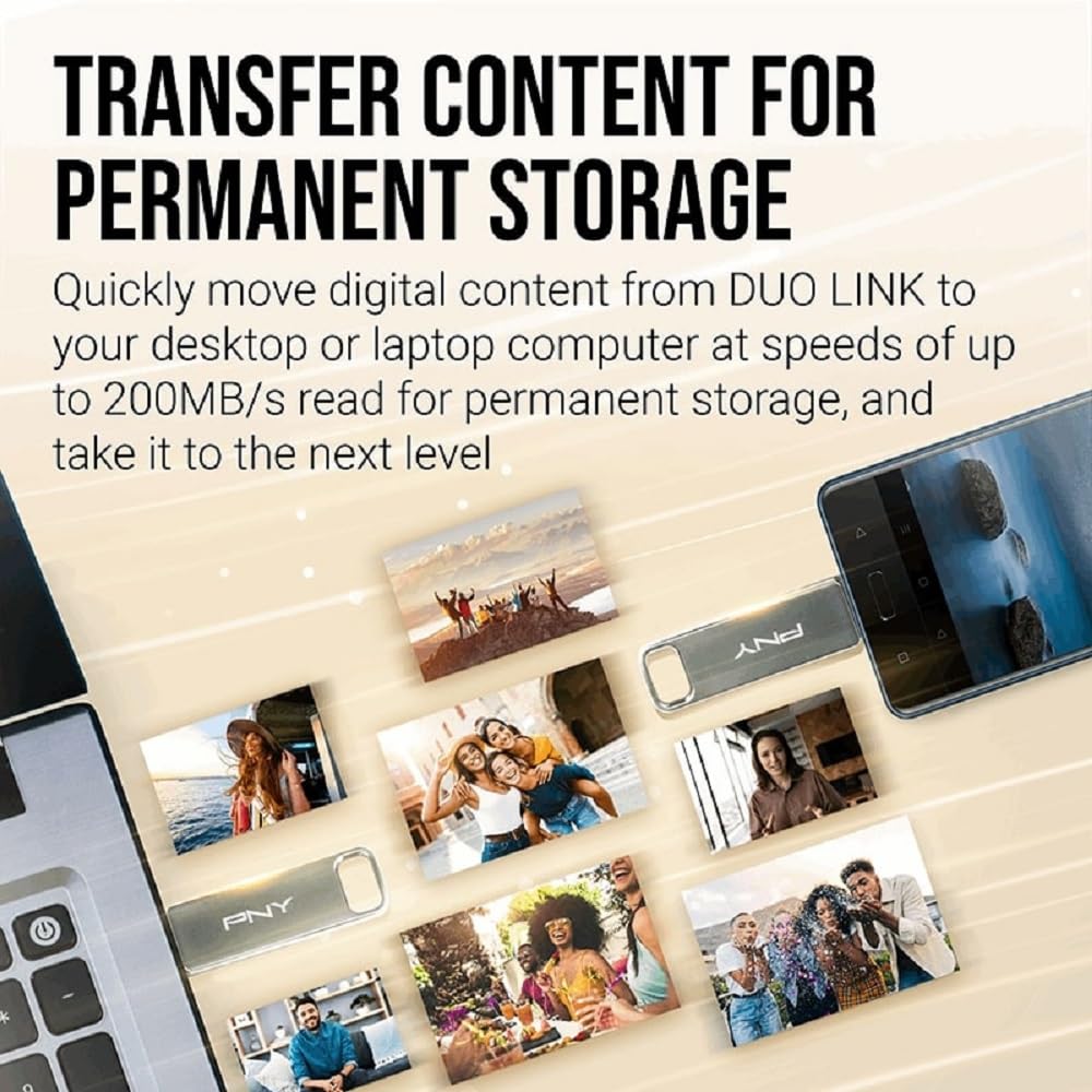 PNY USB 3.2 Flash Drive/Pen Drive 64GB Dual OTG Type-C Type-A - Duo Link B0D7C3CS79