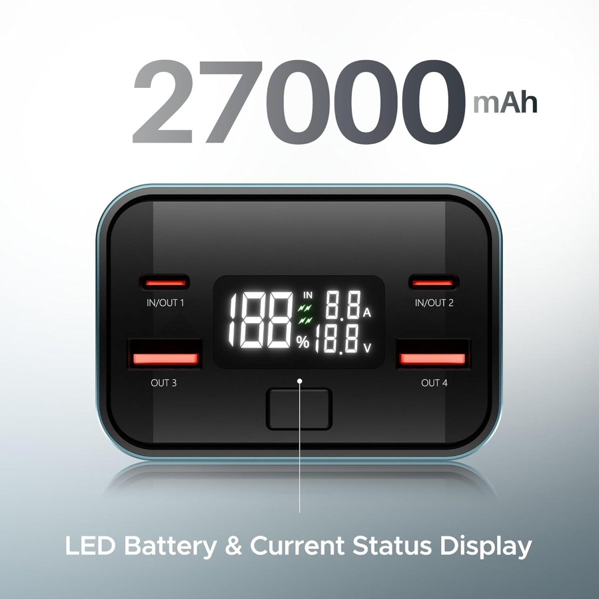 boAt EnergyShroom PB600 PowerPulse 27000mAh Power Bank| 160W Total Output, 2xUSB-C (2-Way Port), 2xUSB-A Port, 100W Type-C to C Cable